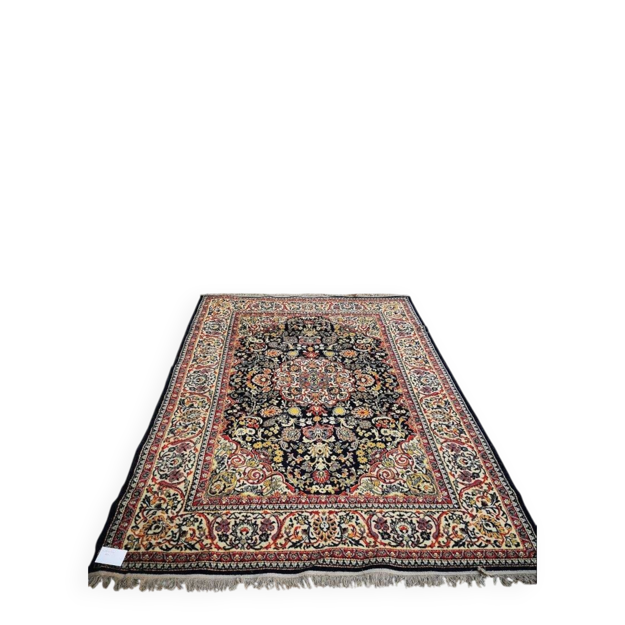 Large antique Persian rug Kashan Isfahan wool knotted floral (M3) 285x200 cm