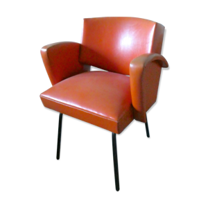 Fauteuil en skaï orange