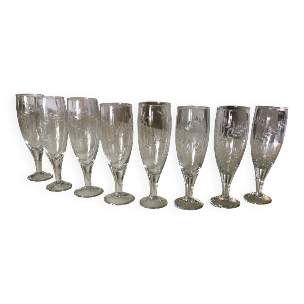 Lot De 8 Flûtes à Champagne 22 Cl Effervescence Transparent Verre A Vin