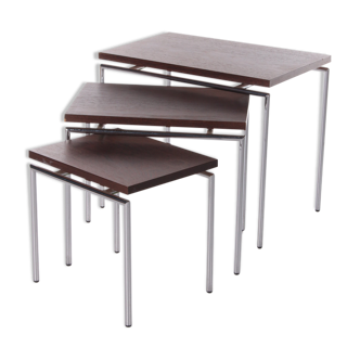Vintage set of nesting tables with chrome legs, 1960s