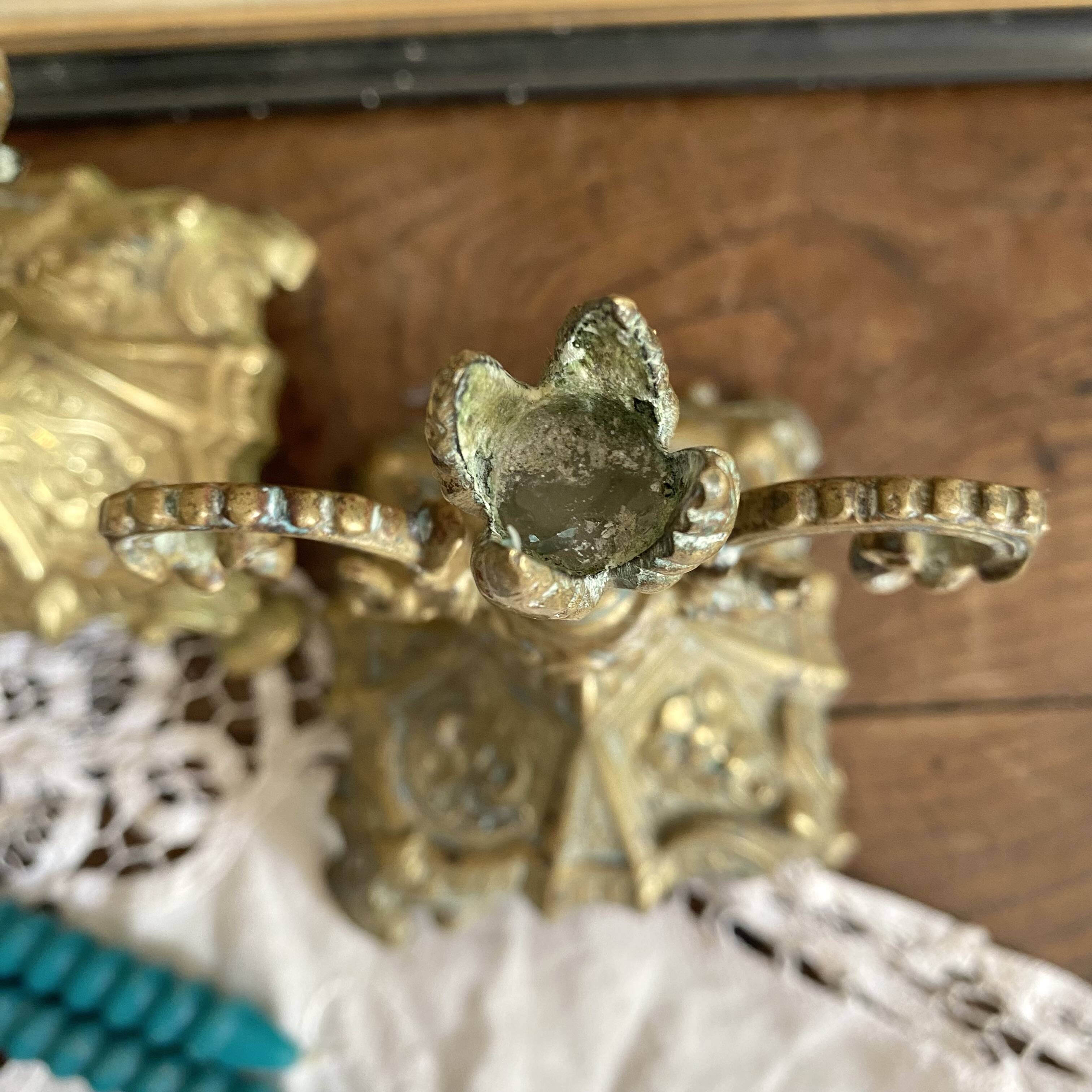 Pair of antique bronze candlesticks