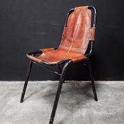 Set of 3 leather Bauhaus chairs by DalVera, Charlotte Perriand style, 1950.