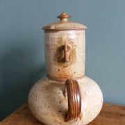 Tea or coffee service in Puisaye stoneware, signed Jean-Pierre Prud’homme