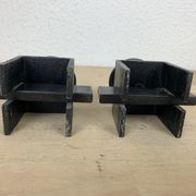 Paire de bougeoir brutaliste en fer forgé