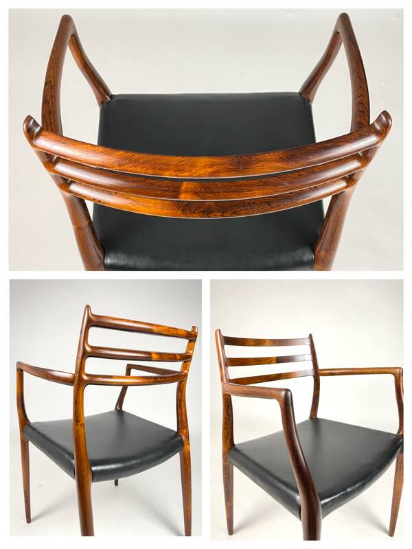 Danish Modern roosewood and leather Mod. 62 Niels Møller chair, 1962