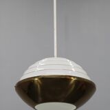 1950s Czechoslovak brass pendant with opaline glass diffuser