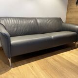 3 seater gray leather sofa