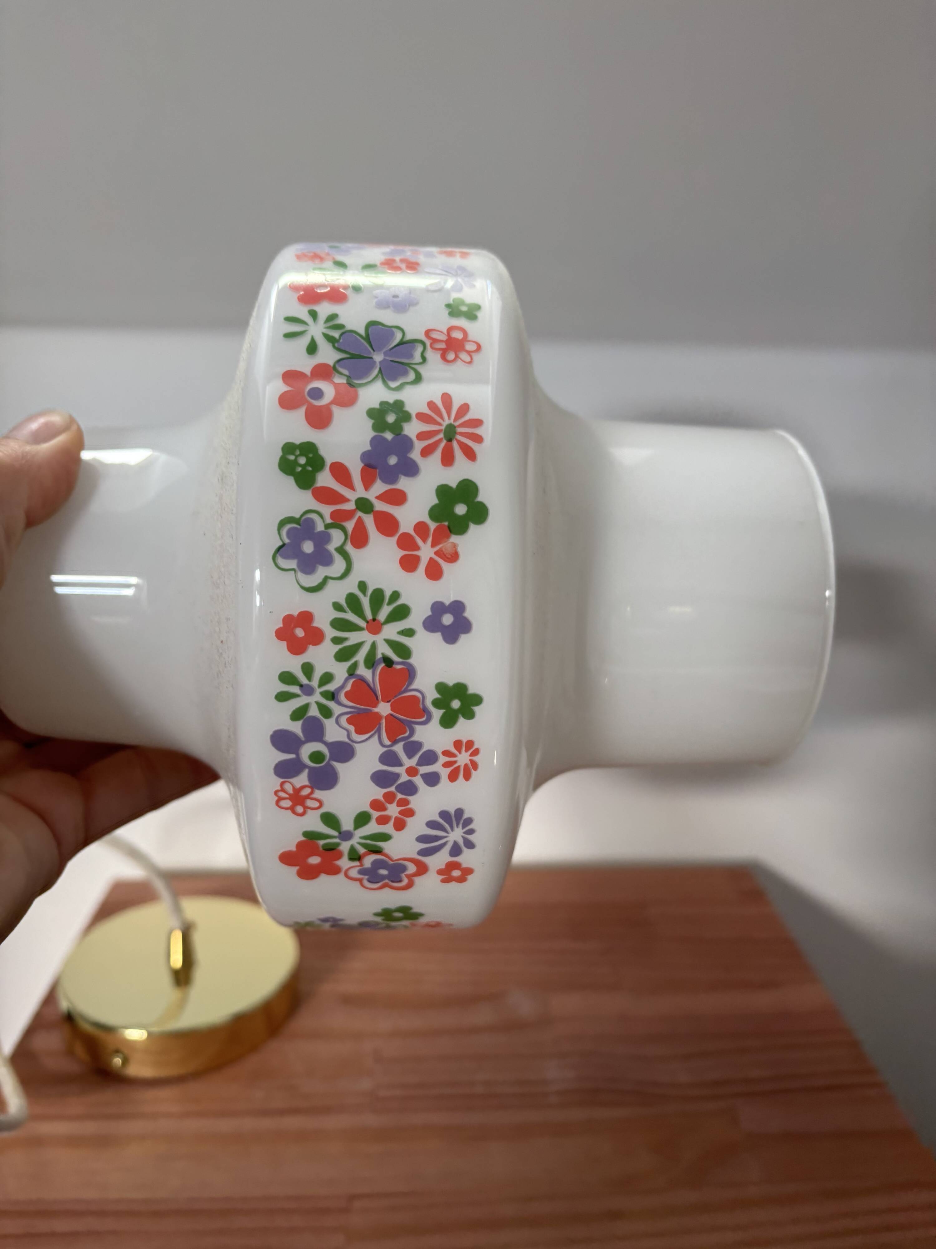 Vintage floral opaline pendant light