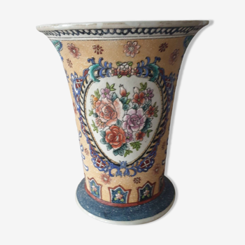Vase motif fleurie peinture sablée