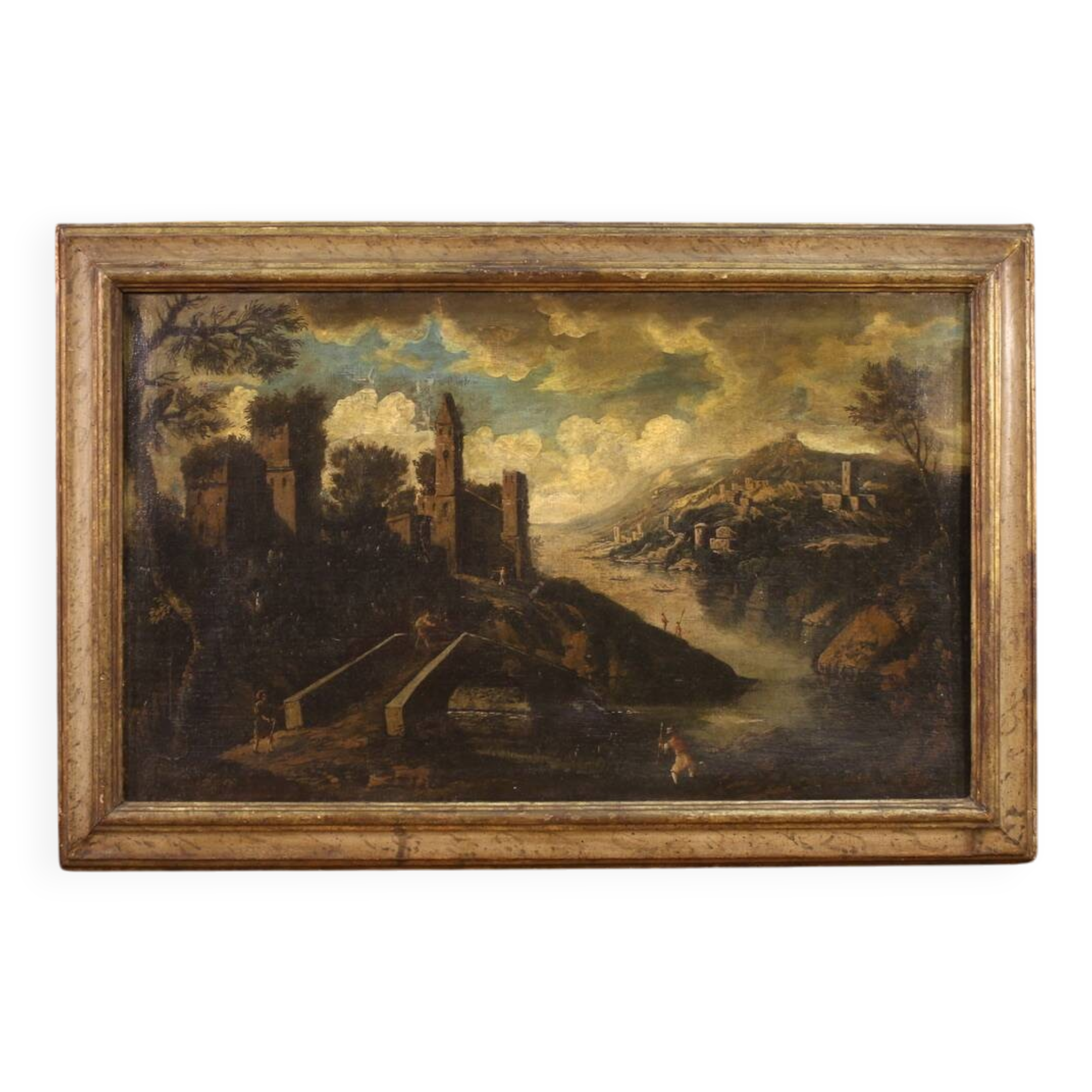 Antique Italian landscape painting from the 18th century