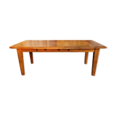Solid oak farmhouse table, two drawers, vintage, early twentieth century.