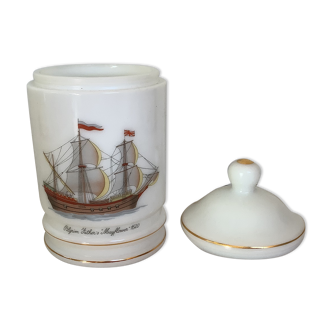 Opal glass pot boat Pilgrim Hather's mayflower