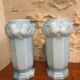 2 Antique blue opaline Art Nouveau vases with thistle motifs