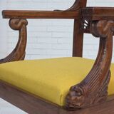 1920-30s, carved wood armchair, design after Georges Jacob, reupholstered.