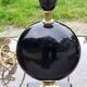 Pair of 70s designer lamps in black ceramic and gold metal