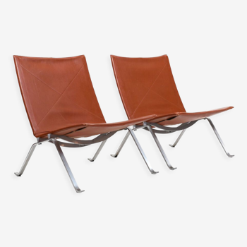 Paire de chauffeuses PK22 de Poul Kjaerholm pour Fritz Hansen Années 1980