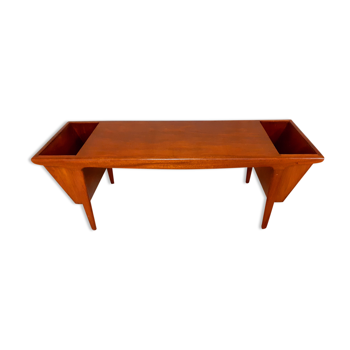 Scandinavian coffee table vintage 50s 60s in teak with magazine holders
