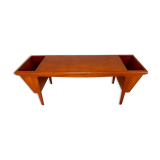 Table basse scandinave vintage années 50 60 en teck avec porte-revues
