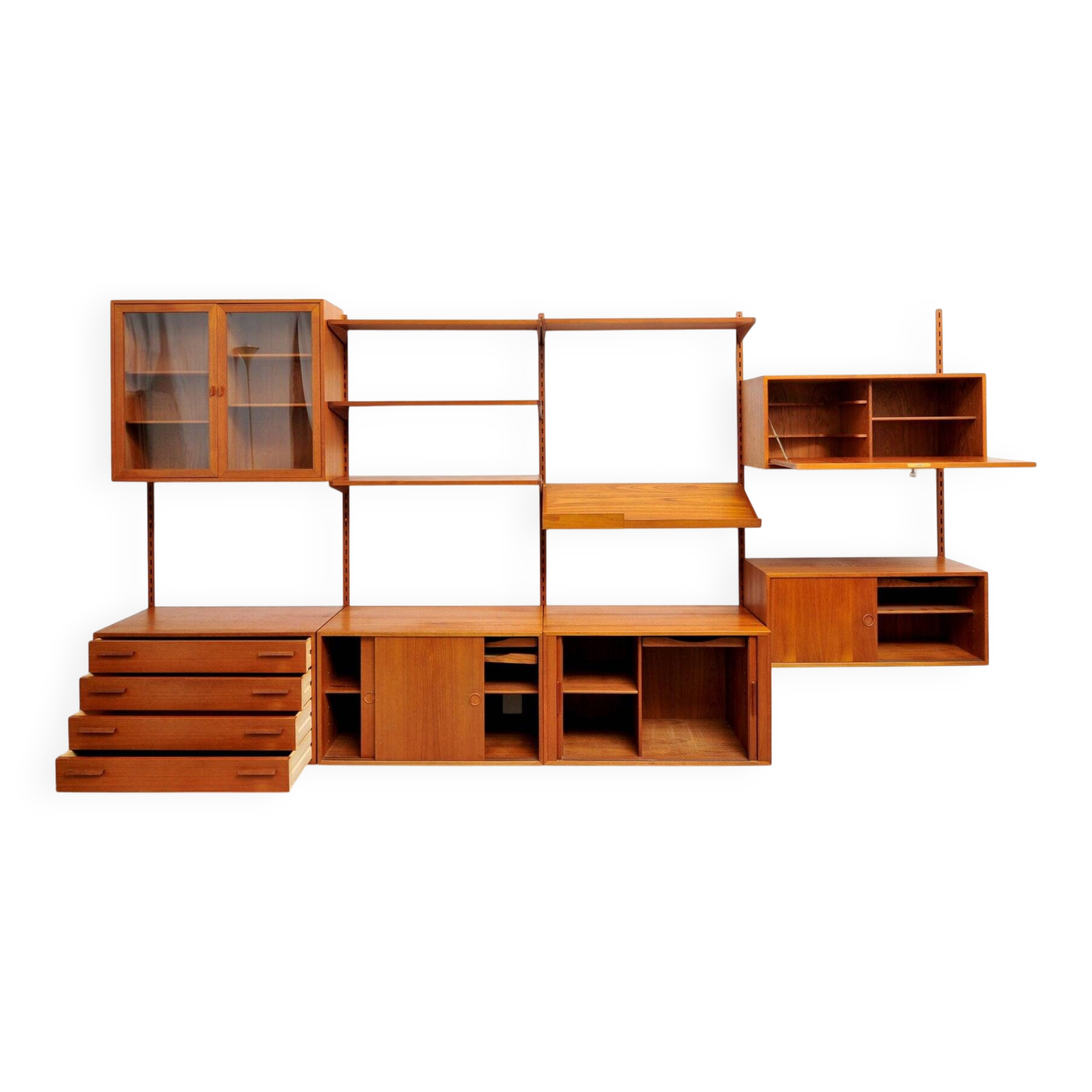 Danish teak wall unit by Kai Kristiansen for Feldballes Møbelfabrik