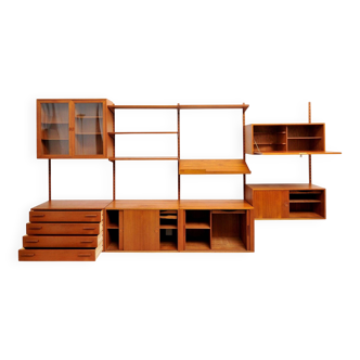 Danish teak wall unit by Kai Kristiansen for Feldballes Møbelfabrik