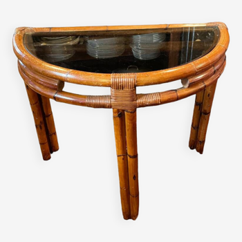 Table Console demi-lune en Bambou