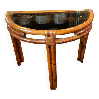 Table Console demi-lune en Bambou