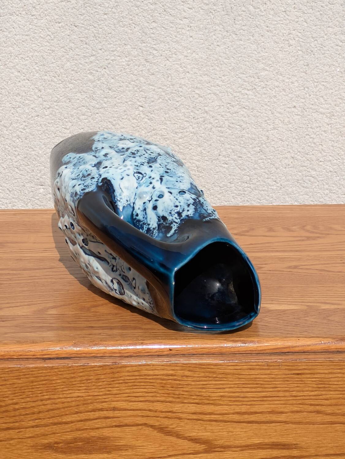 Vintage Vallauris vase from the 50s/60s – fat lava, sea foam, double handle