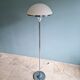 Modernist floor lamp in chromed metal and white satin glass