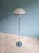Modernist floor lamp in chromed metal and white satin glass