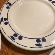 13 plates Longchamp pottery cobalt blue cherries