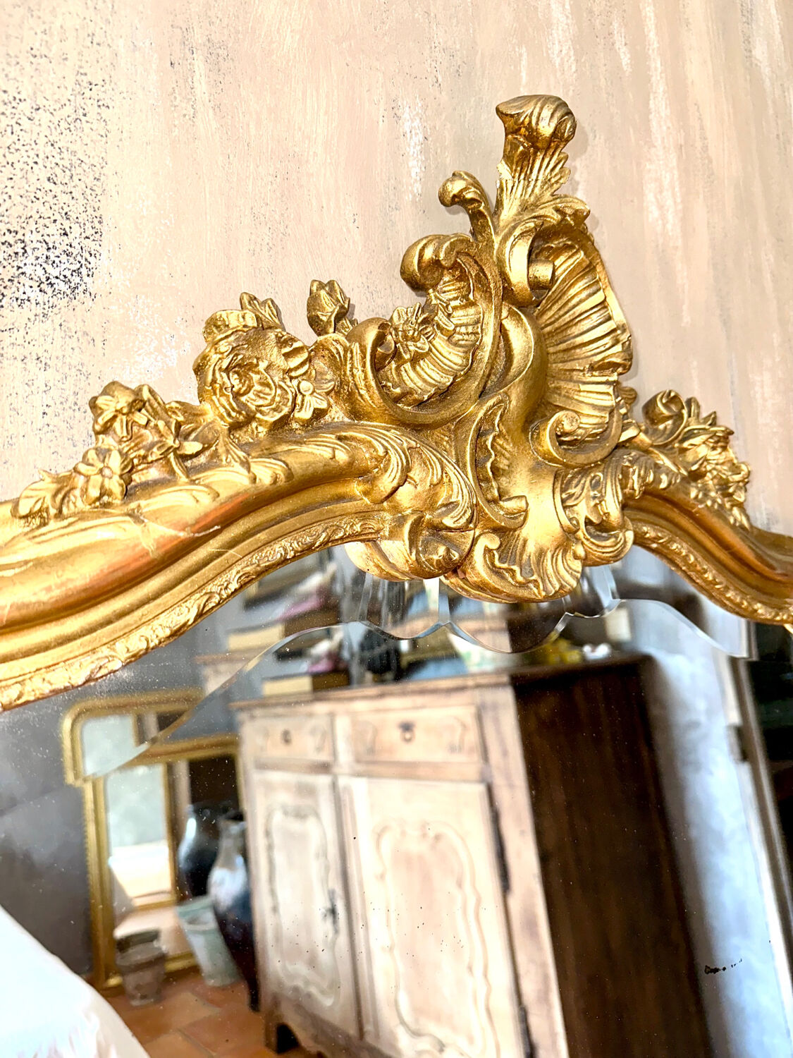 Old mirror with pediment nineteenth