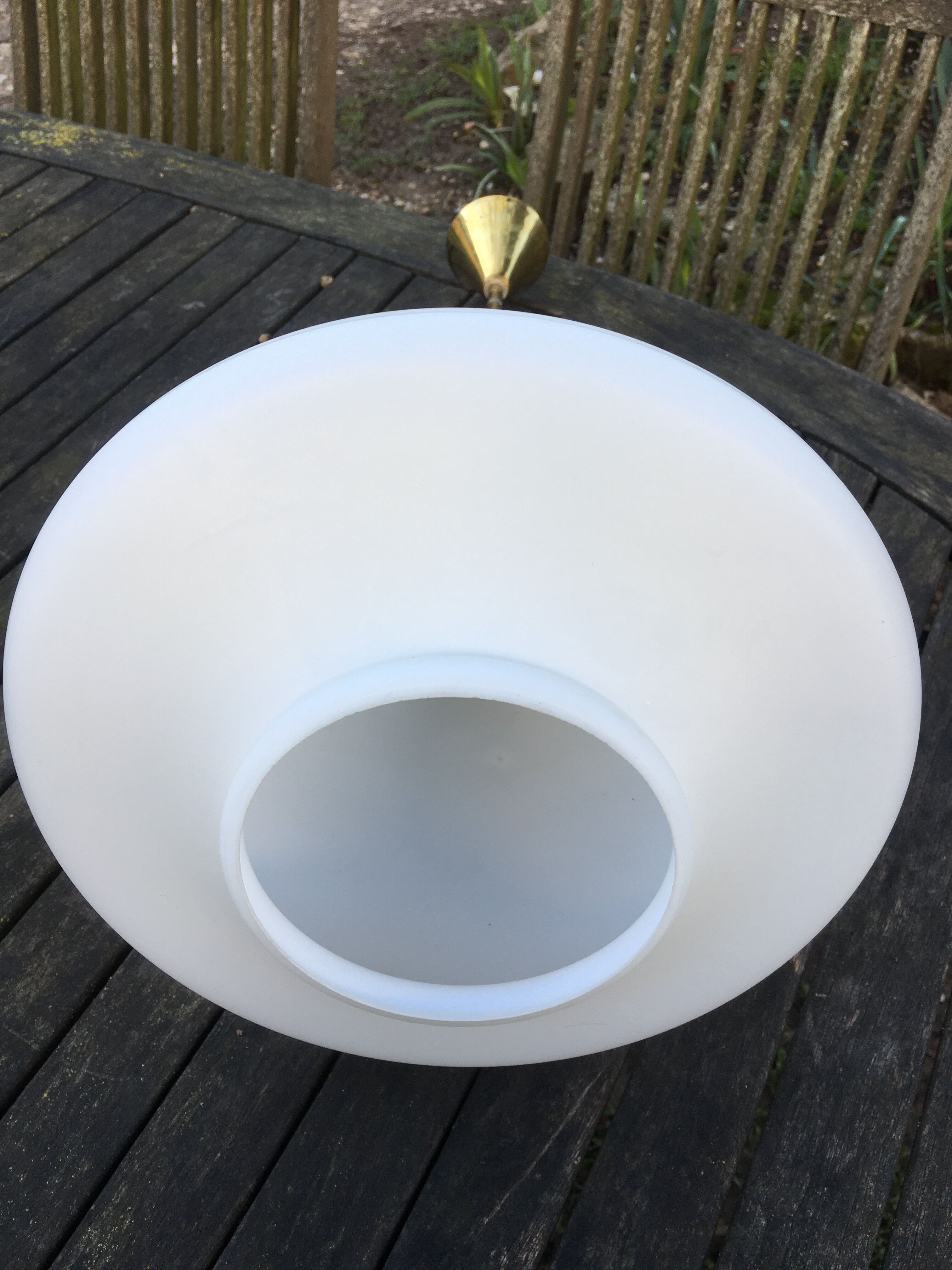 Golden brass white glass hanging