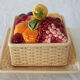 Old sweet jar / fruit basket, square shape, in Sarreguemines ceramic.