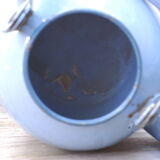 Blue enamelled kettle on ty and die!