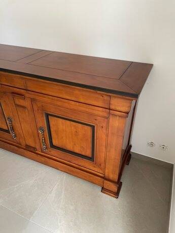 High-end walnut/hazelnut wood buffet handmade – French manufacturing