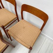 1950s set of 6 vintage Danish teak dining chairs No. 75 by Niels O. Møller