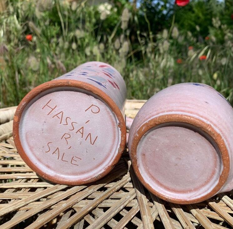 Hand-painted moroccan pitchers in terracotta
