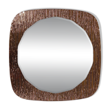 Crystal Art Sculpted Textured Wall Mirror Gold Bronze Mid-Century, Italy, 1960s