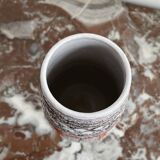 Vintage, vase, Fratelli Fanciullacci sgraffito, 50s, orange, leaf decoration, signed, numbered