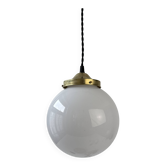 Old round pendant light 18 cm in vintage opaline
