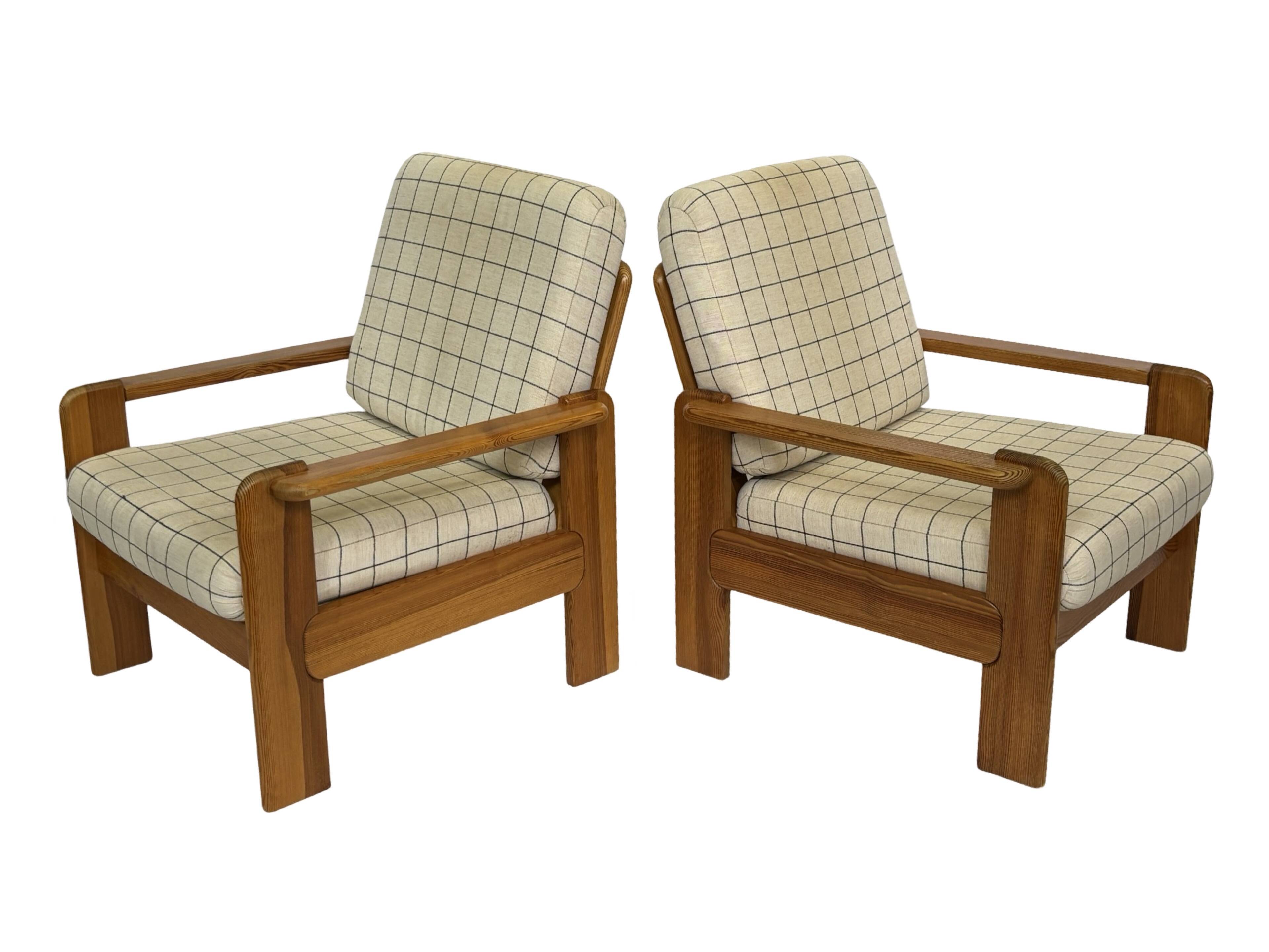 Vintage armchair set of 2 pinewood pine 70s design