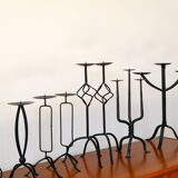 Black iron tripod chandelier, Brutalist, 1970 - 34 cm