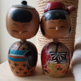 Figurines en bois japonaises vintage à tête articulée