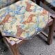 6 solid wood chairs in dark oak and floral fabric