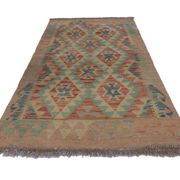 Tapis traditionnel oriental Kilim fait à la main laine beige géométrique Kilim- 60x89cm