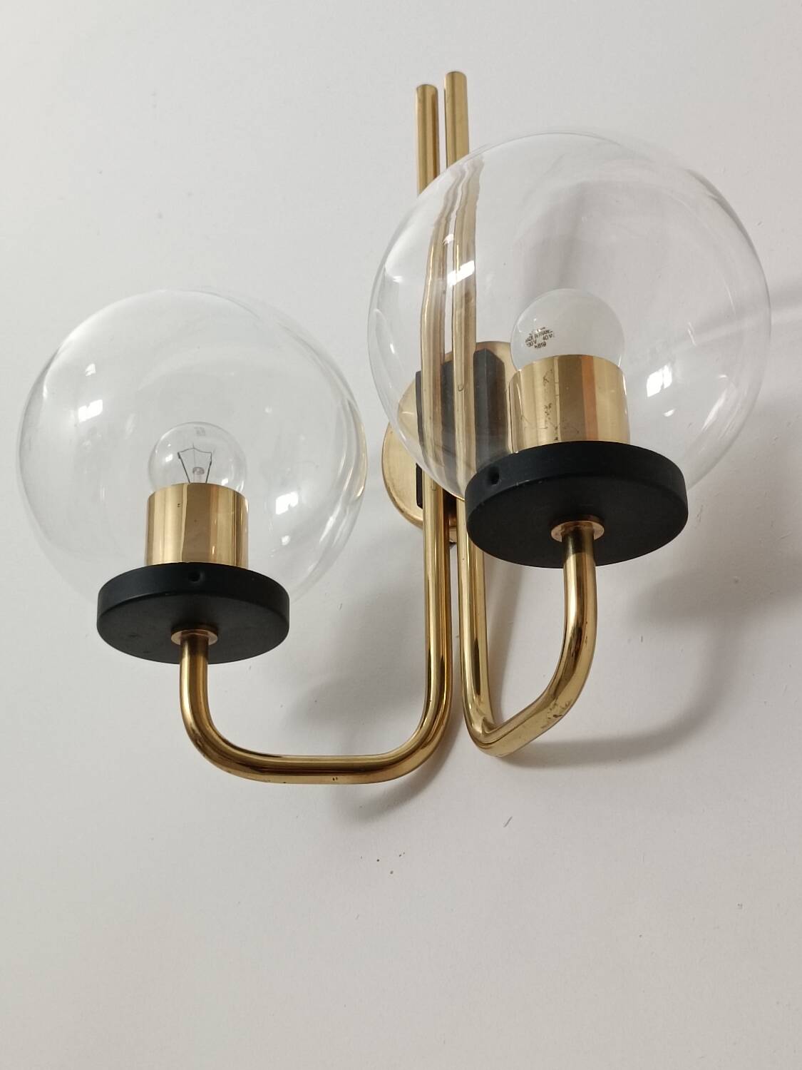 Pair of 1970s brass wall lights