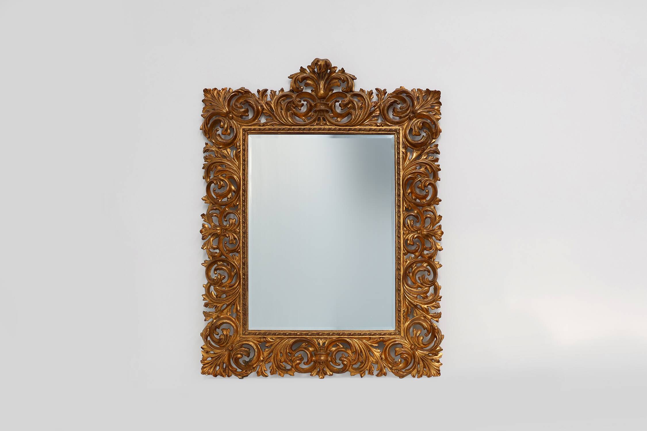 Large 20th Century Italian Baroque style richly decorated wall mirror