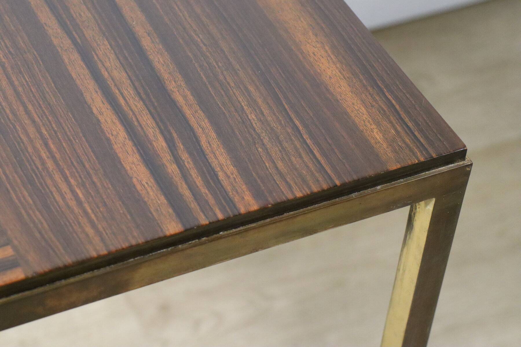Vintage side table in rosewood & bronze – 1960s