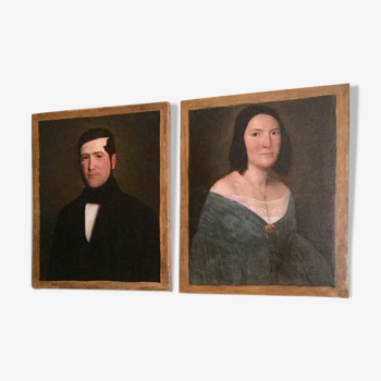 Portraits huile sur toile femme et homme