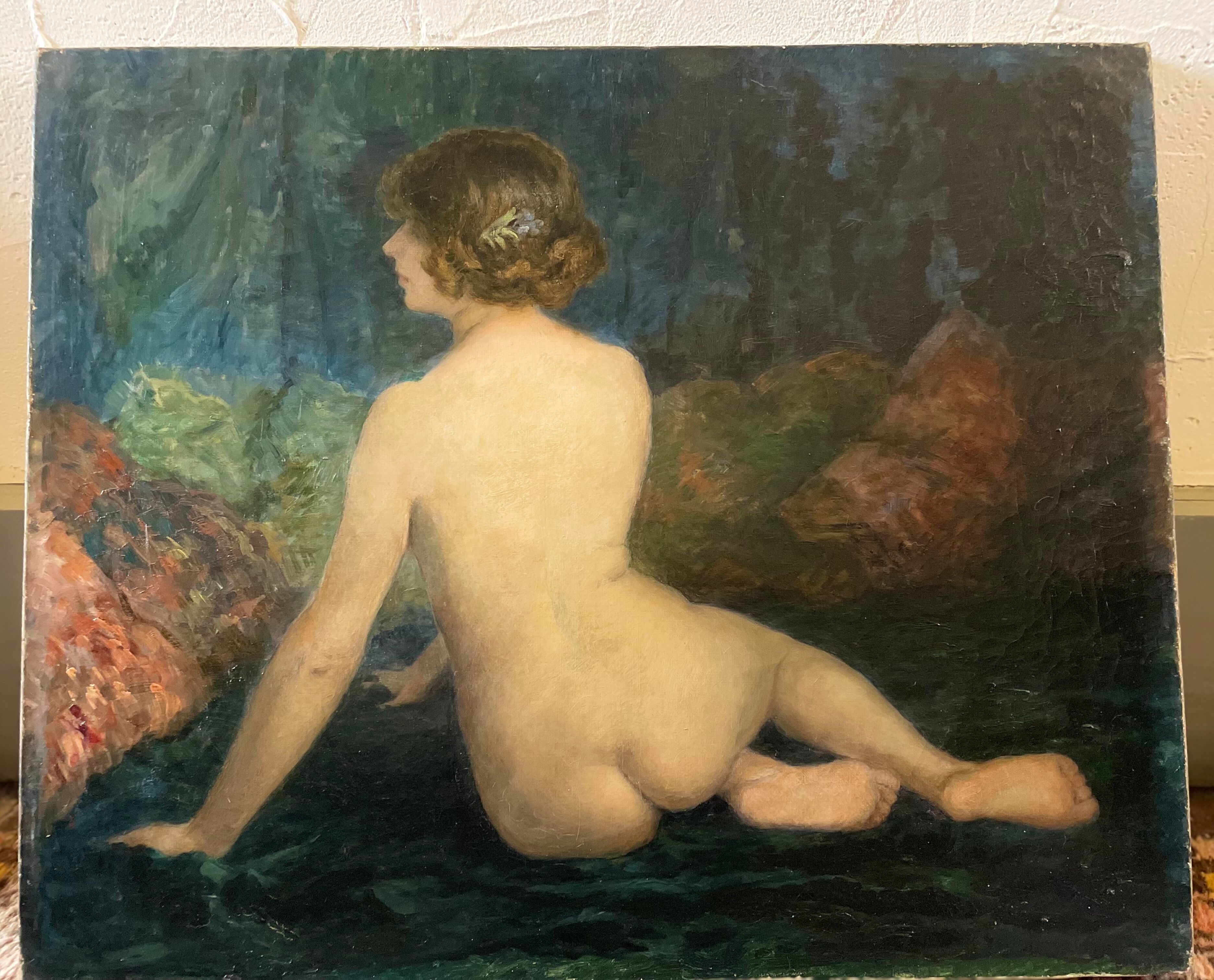 Huile sur toile, nu féminin XIXeme